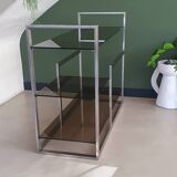 Metal and smoked glass console 1970