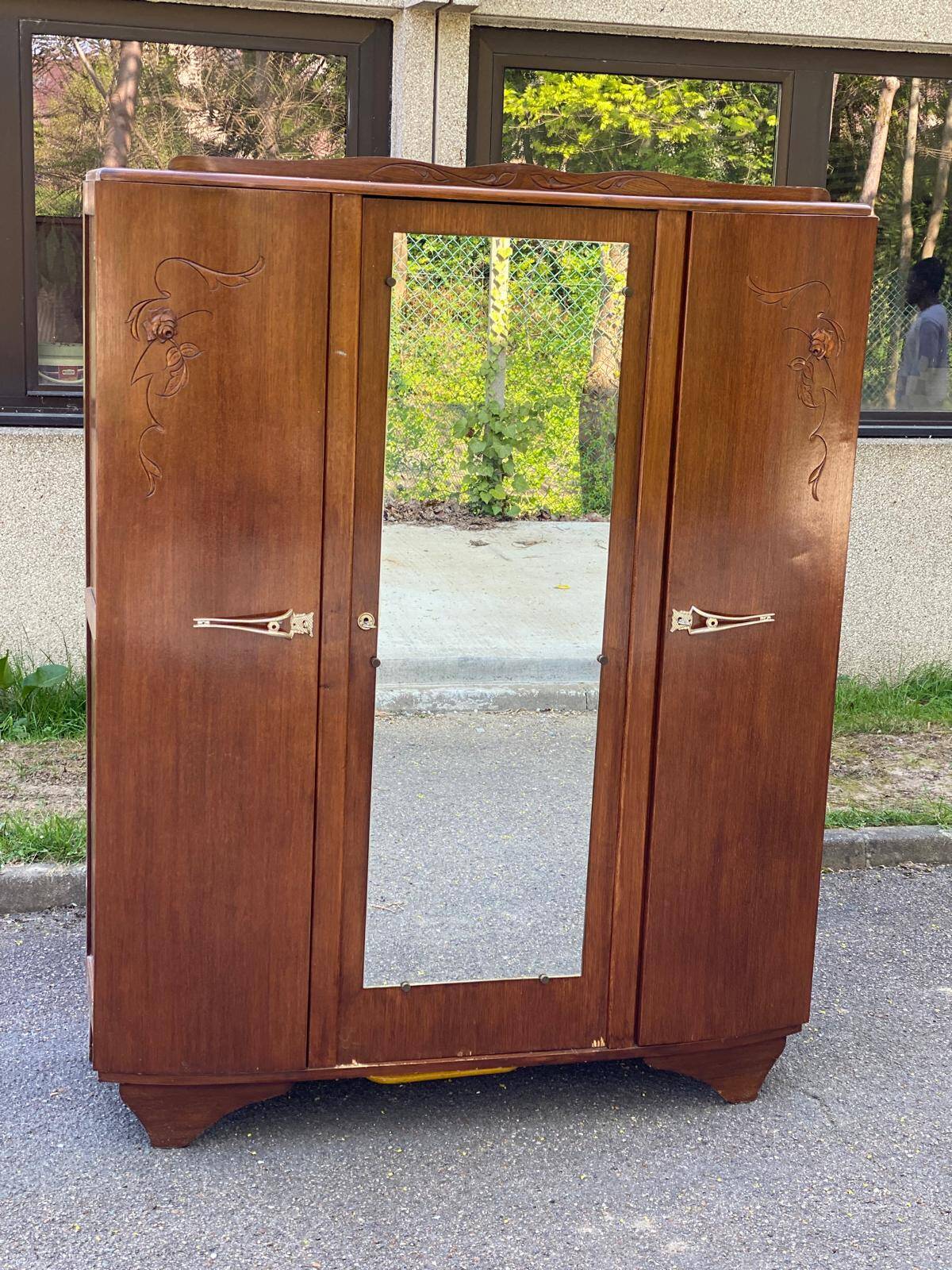 Art Deco wardrobe with mirrored door 145cm