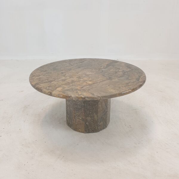 Table basse ronde en marbre italien, années 1980