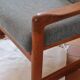 Scandinavian armchair in teak Komfor, blue-grey fabric, 1960s, sled base (2 available)