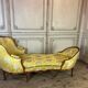 Duchess in Boat, Chaise Longue, Louis XV, Yellow Silk, 18th Century