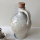 Set of liqueur bottle + 6 stoneware cups Signed Albert Breton Vézelay