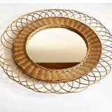 Vintage rattan sun mirror