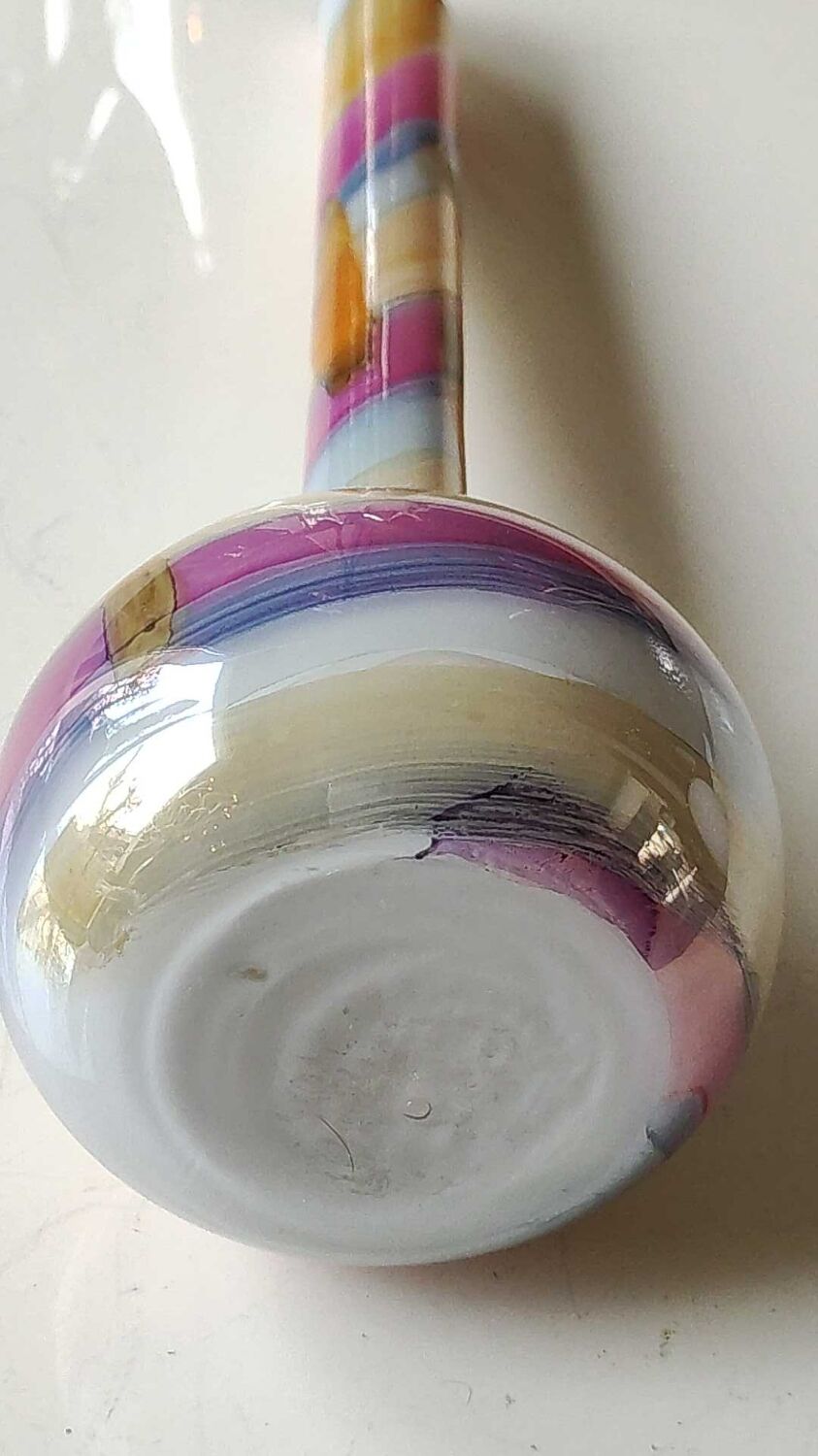 Vase ball glass of blown Art, Murano, ribbon strips