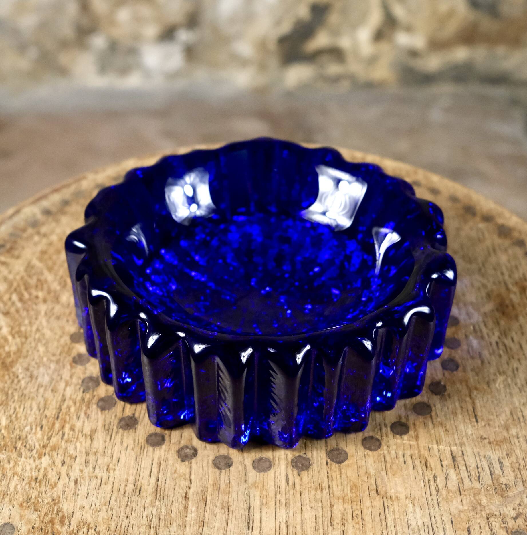 Glass crystal trinket tray by Willy Johansson for Hadeland, Norway, 1970s