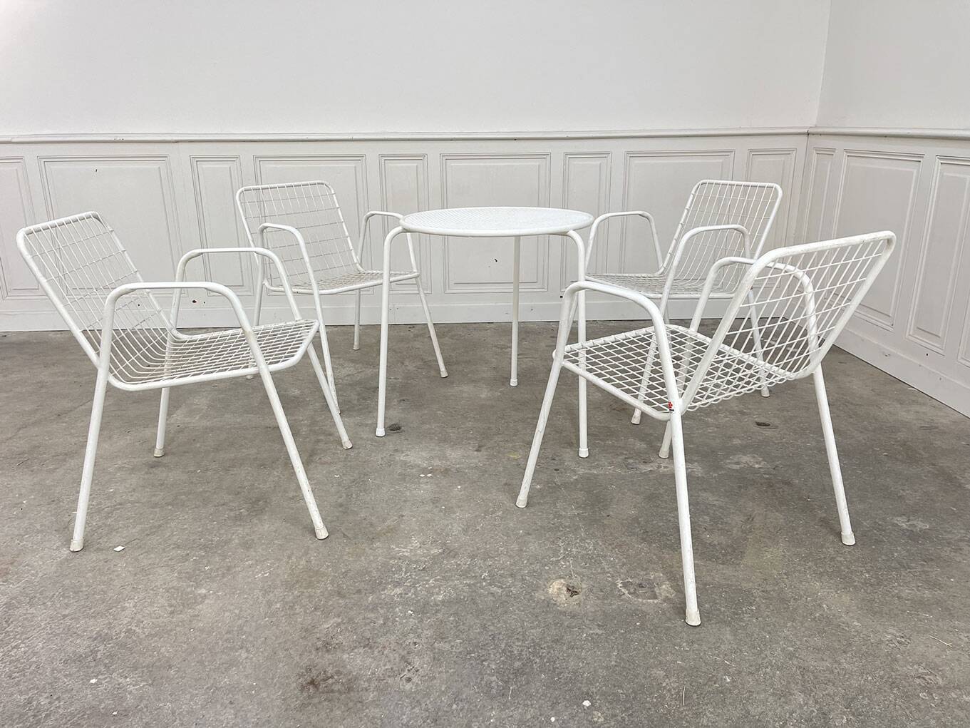 Emu 1970 garden furniture in white lacquered metal