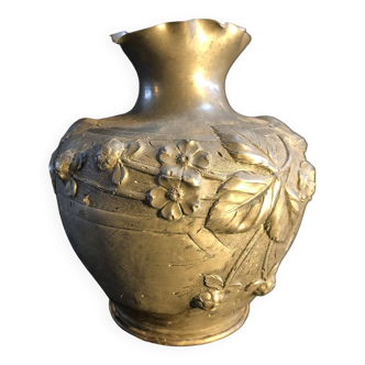 Embossed pewter vase with floral motifs 1930