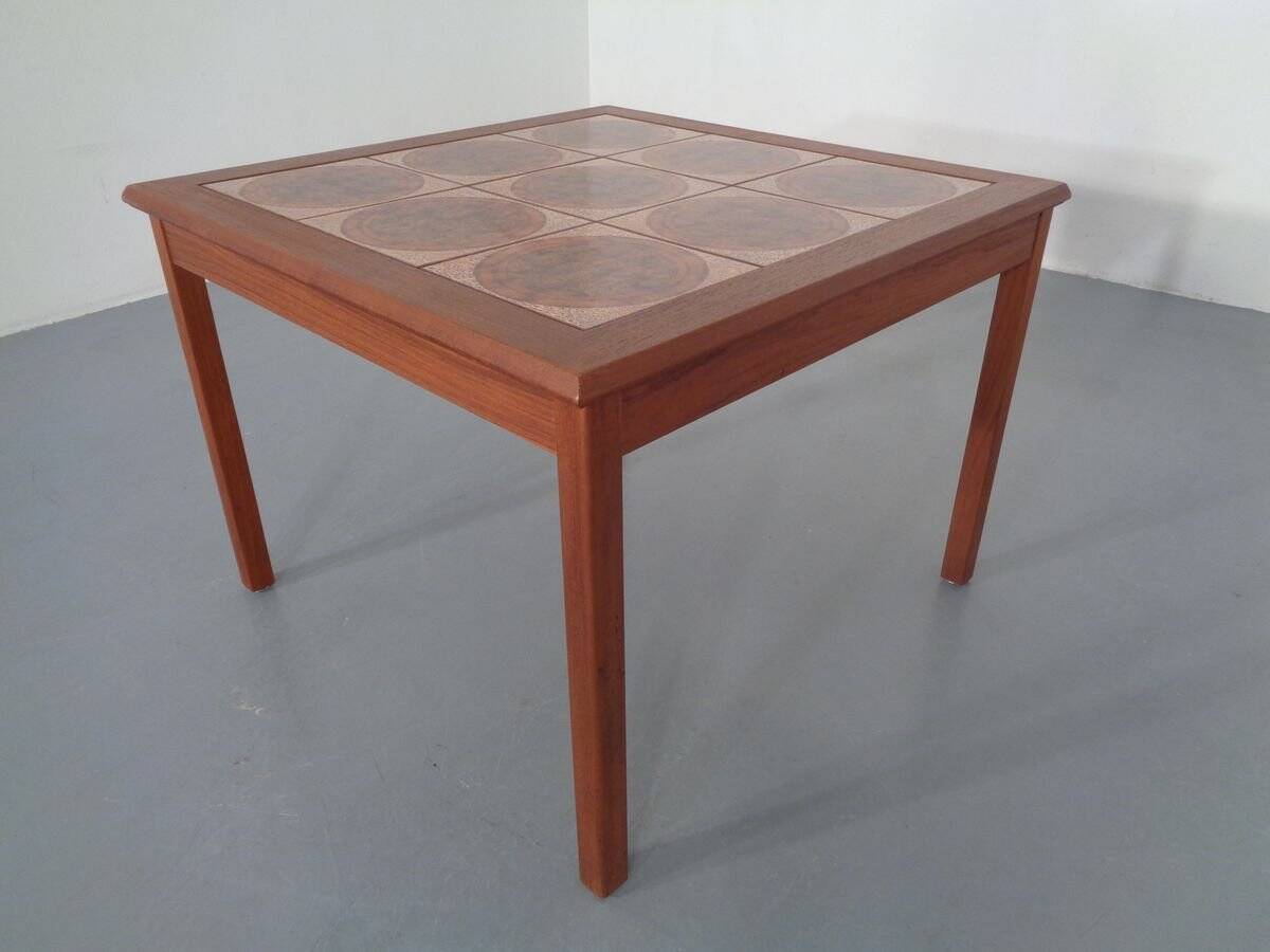 Danish ceramic and teak coffee table, 1960s
