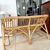 Vintage rattan bench sofa