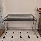 Vintage console en verre fumé et chrome