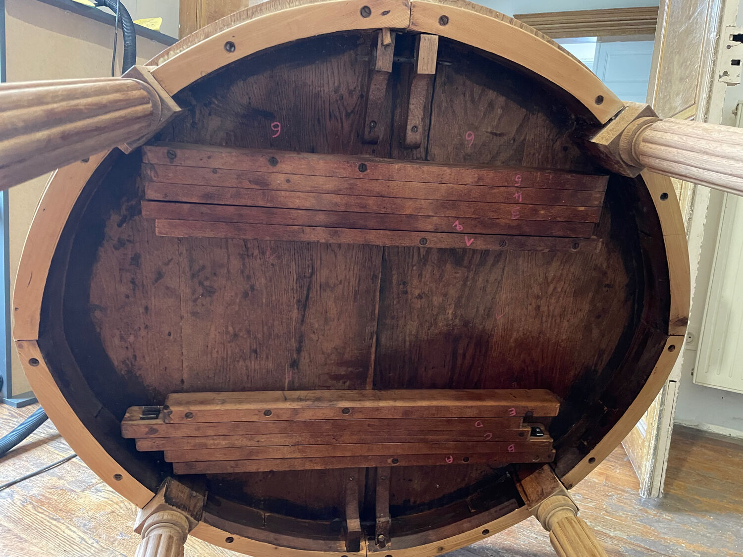 Oak table with fluted legs