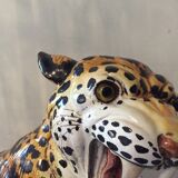 Enamelled terracotta leopard from the 60s Italy