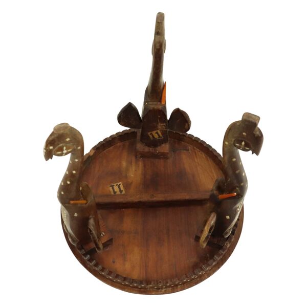 Table d'appoint anglo-indienne Taj Mahal, table de plante en teck, 41 cm