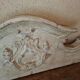 Antique wooden furniture pediment, pale green patina