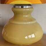 Beige opaline lamp Apollo J - 1970s retro fabric
