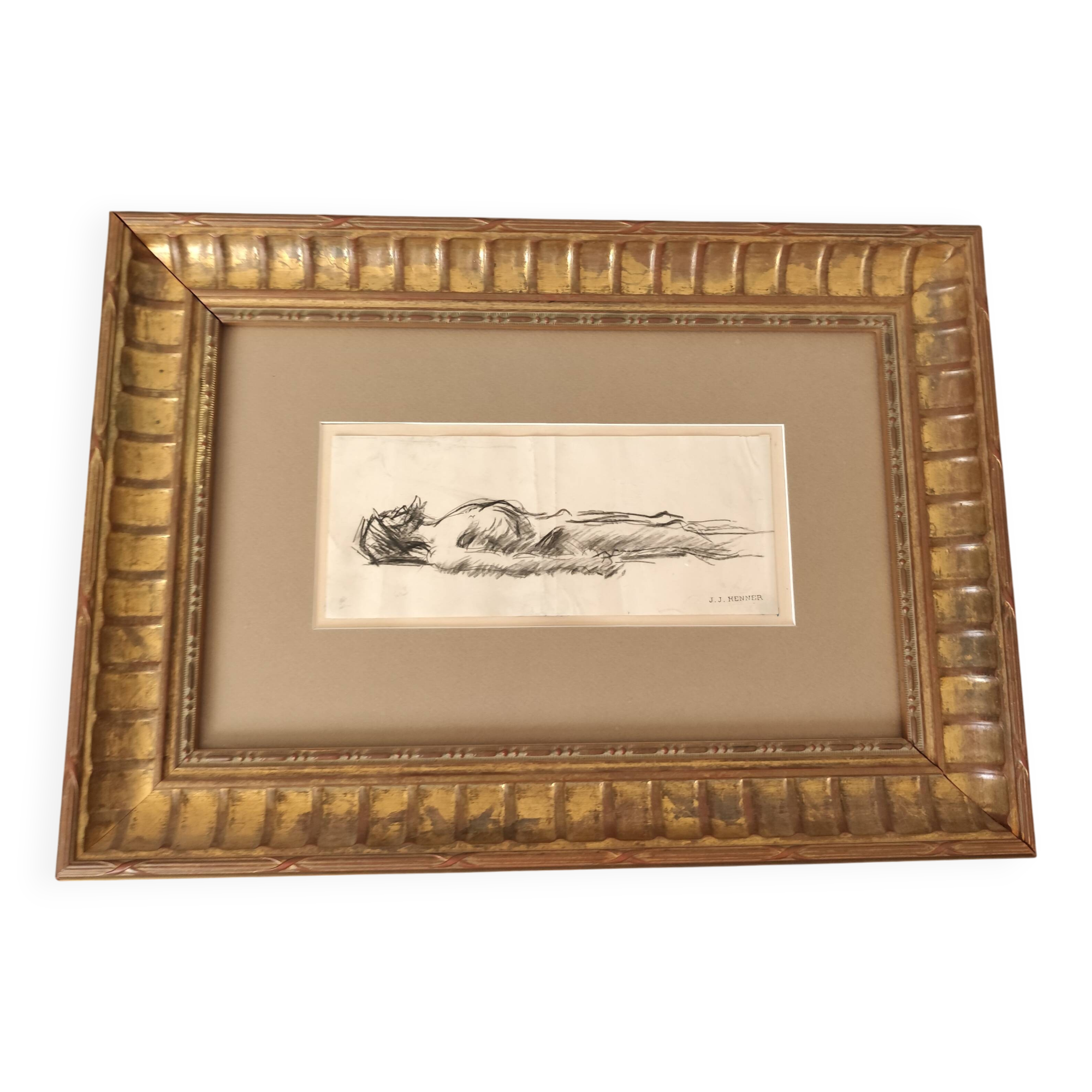 Original drawing Christ on the shroud by Jean Jacques Henner