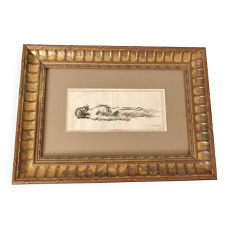 Original drawing Christ in the shroud Jean Jacques Henner