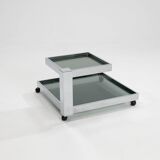 Serving bar cart in chrome and smoked glass, 1970s