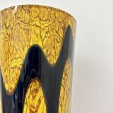 Grand vase en verre jaune et noir, années 1970