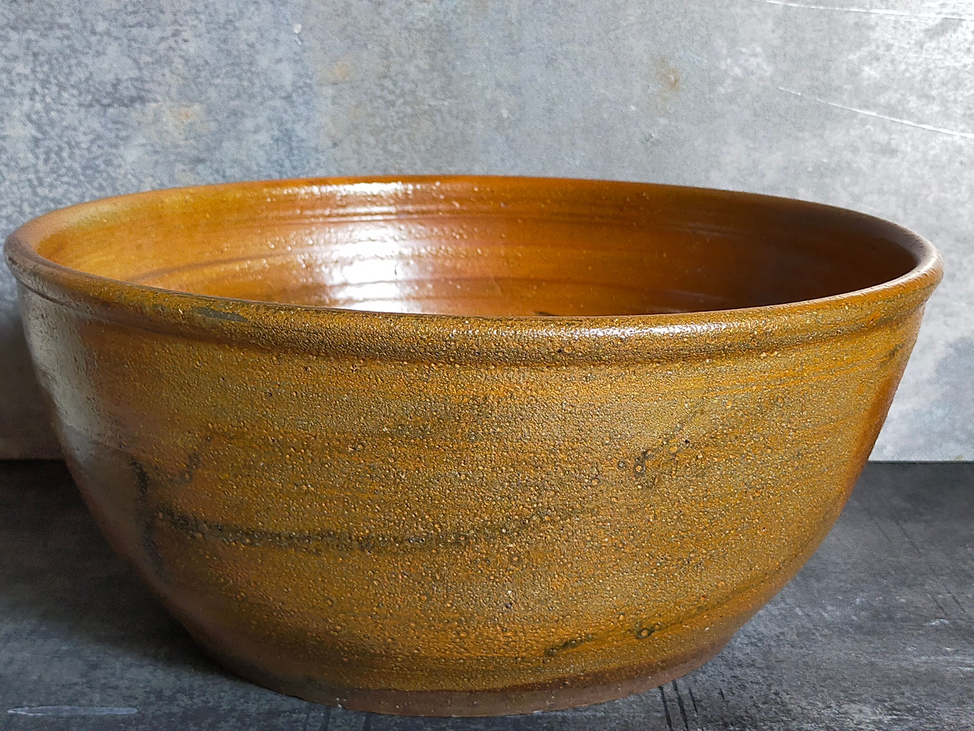 Salad bowl -potter's jatte in enamelled stoneware XXL vintage 30 cm