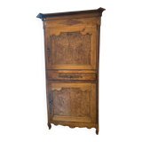 Antique solid wood wardrobe - burl panels and fittings