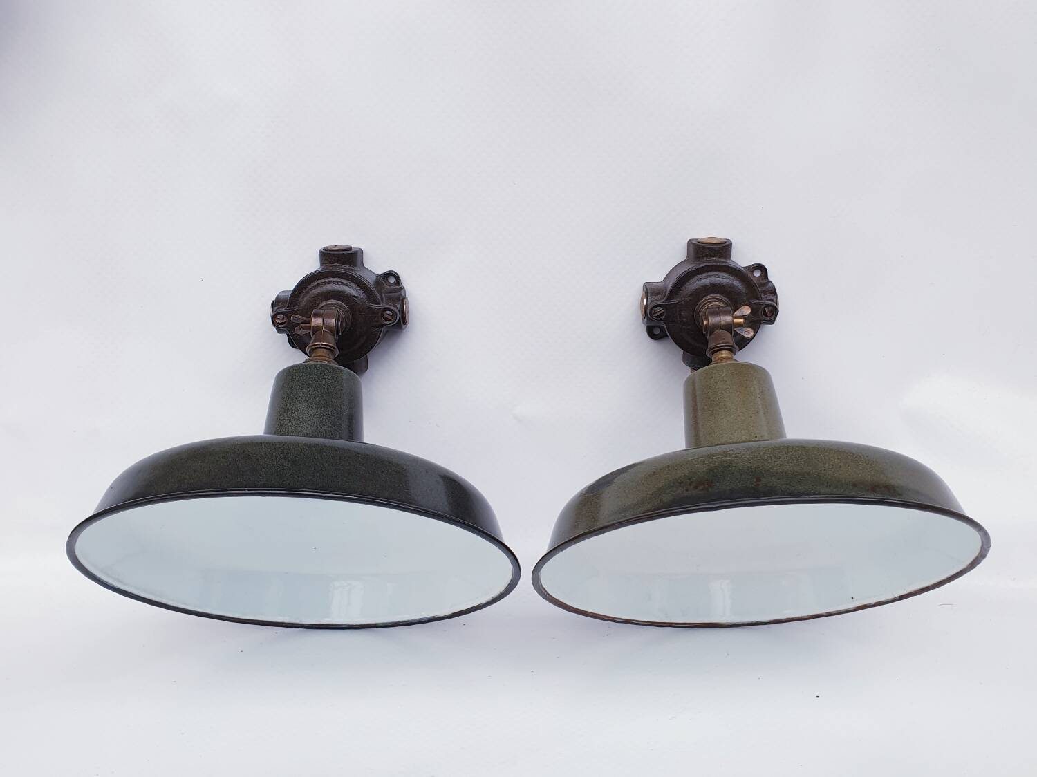 Antique enamelled wall lights