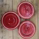 3 small vintage burgundy duck coasters or glasses with gold edging