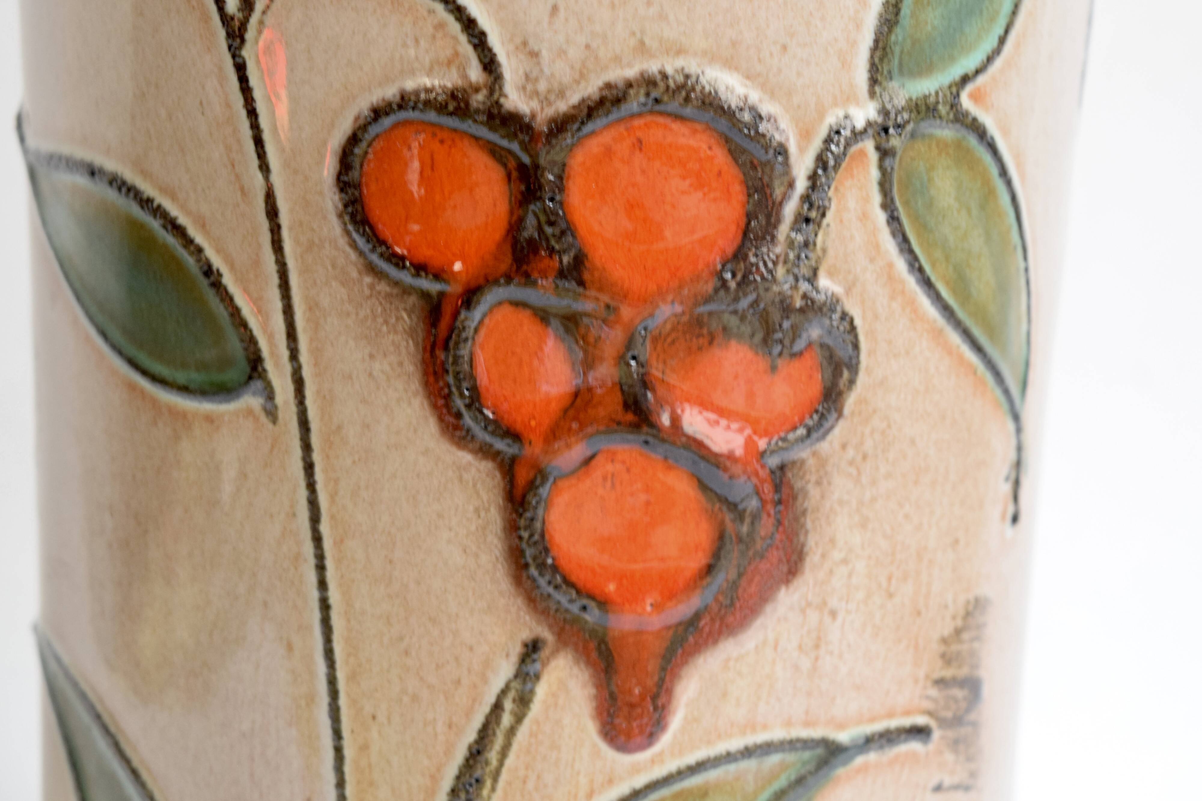 Large Scheurich Keramik ceramic vase with floral decoration - Model 407 35 - West Germany - 1970