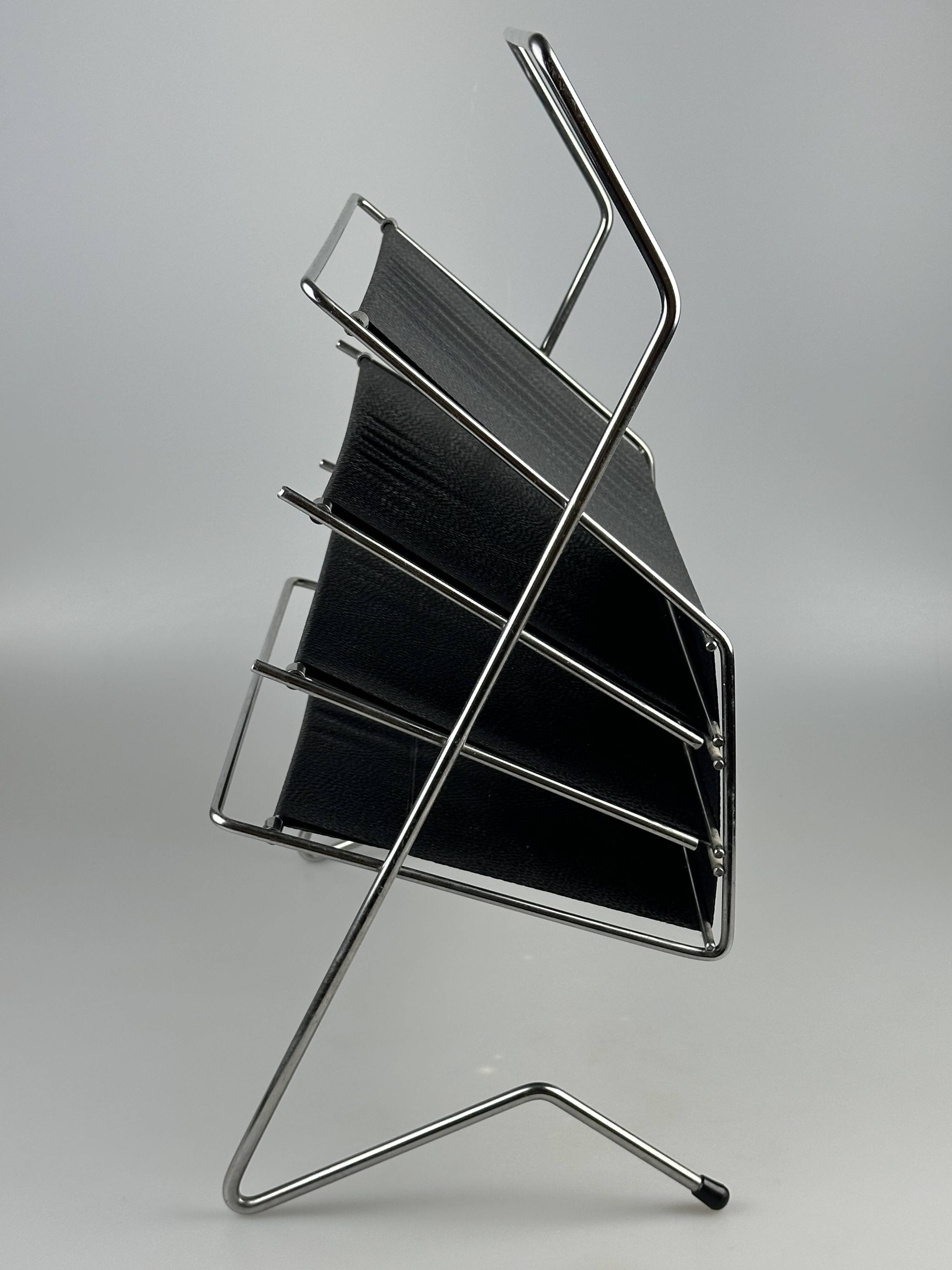 1960s 1970s Newspaper Holder in Metal & Plastic Space Age Design