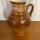 Antique strehla ceramic pitcher brown beige white interior vintage