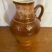 Antique strehla ceramic pitcher brown beige white interior vintage