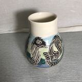 Ancient Ceramics Beige Drawing Zebra MEROSE 98 Signed Vintage