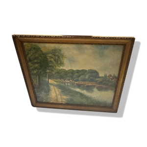 huile sur panneau signé