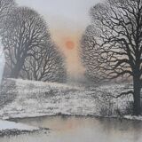 Winter landscape painting