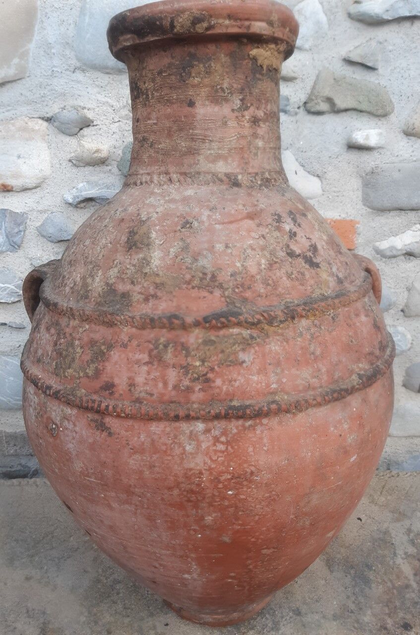 Olive jar of the eighteenth century old terracotta pot deco glazed olive tree