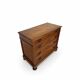 Antique walnut commode with bronze handles in the shape of a lion's mask,