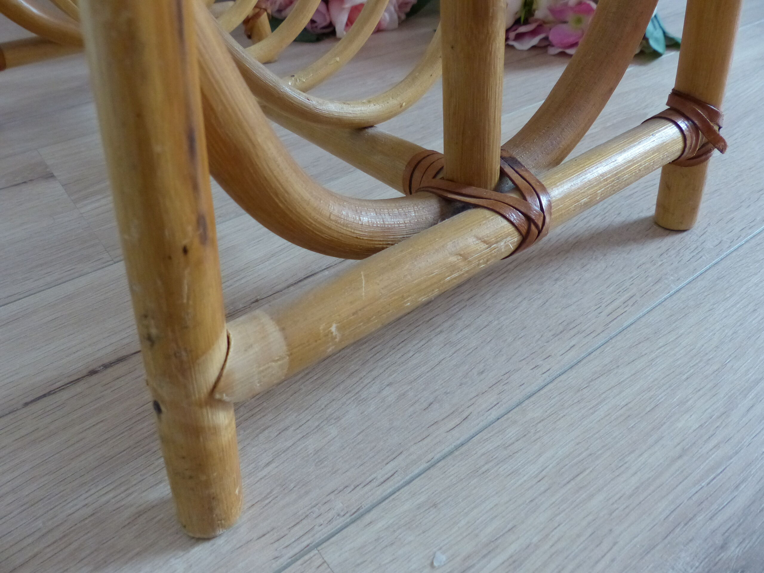 Large vintage rattan magazine holder 1960s - 1970s