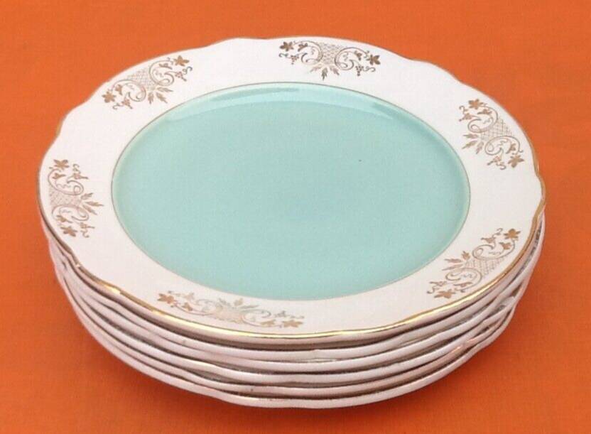 1950s Earthenware with gilding 6 dinner plates