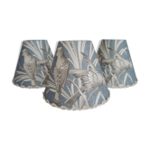 Lot of three shades-style canvas of Jouy bird motifs