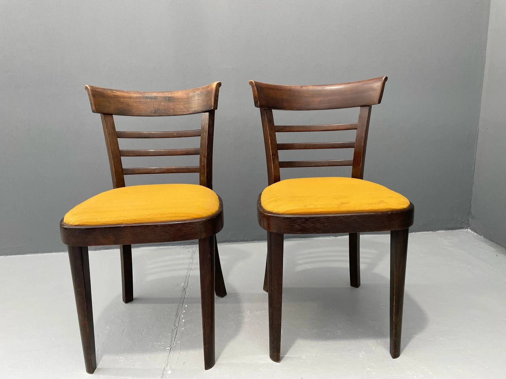 Pair of dining chairs by INTERIER n. p. Praha, wooden dining seating, 1974