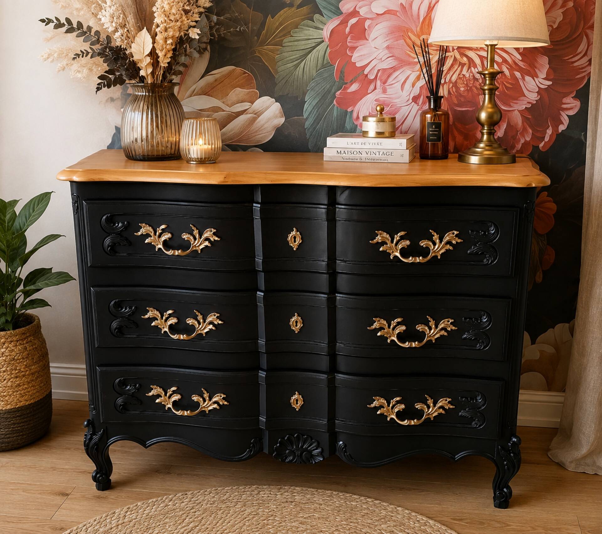 Commode arbalète galbée de style Louis XV
