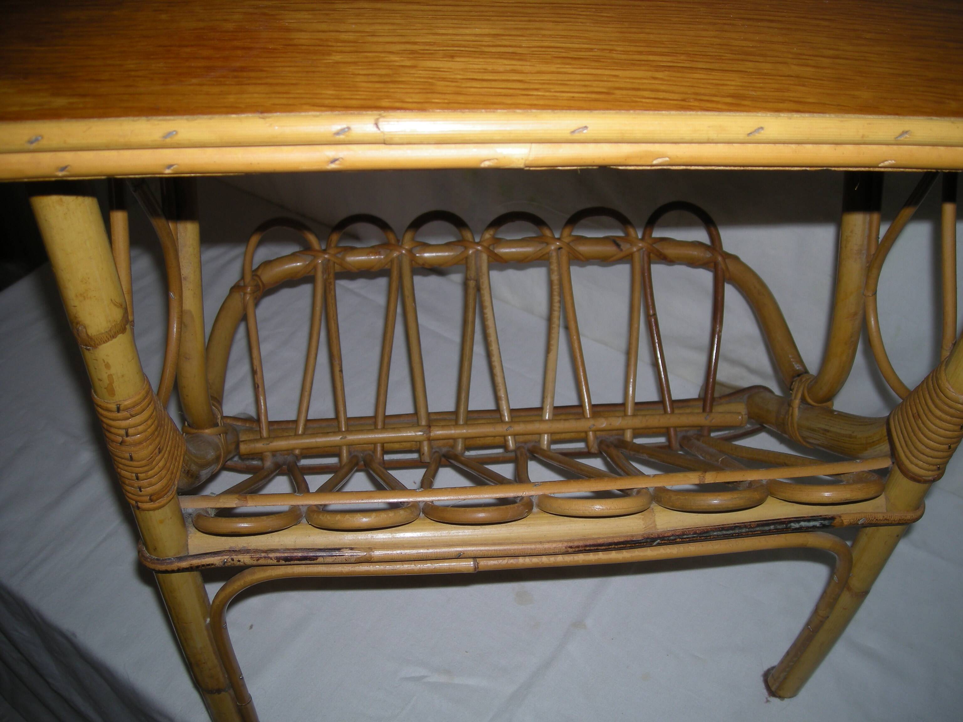 Rattan side table from the 1950s