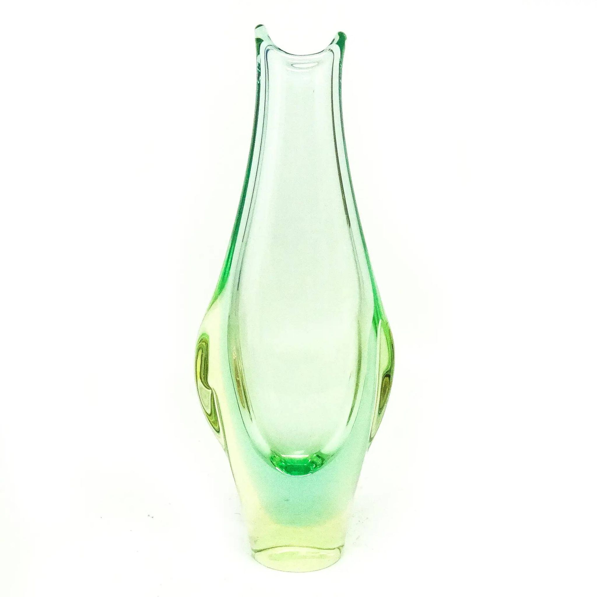 Mid-century modern vase, glass, Huta Zelezny Brod, Czechoslovakia, 1950s