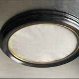 Large Vintage Oval  Bakelite Black Frame with Convex glass 23.5 cm x 18.5 cm