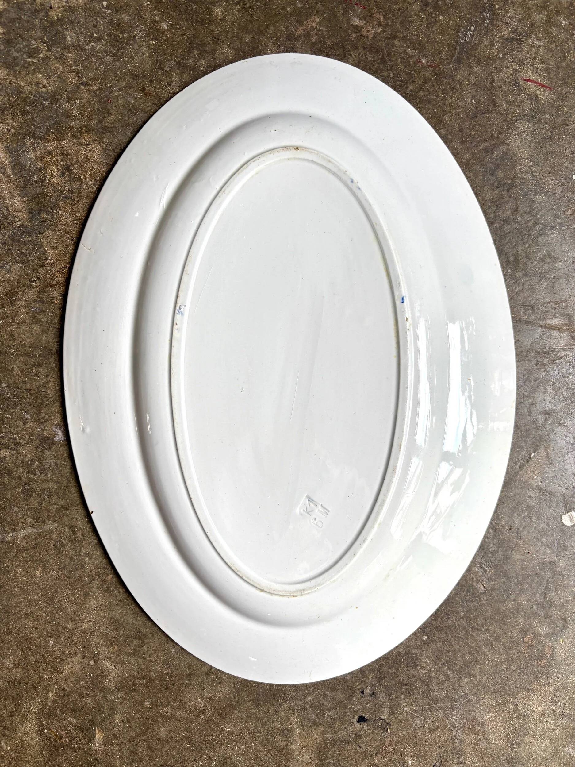 HB&Cie oval dish in blue ironstone, "Balzac" service