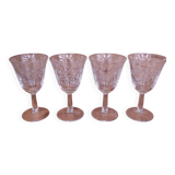 4 tulip-shaped white wine glasses Enghien 60's