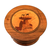 Decorative walnut box and spindler marquetry stork's nest