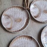 Set of 6 Sarreguemines fish plates
