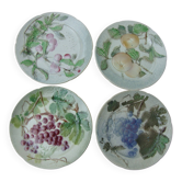 Set of 4 Keller and Guerin St Clement Majolica plates with fruit decoration.