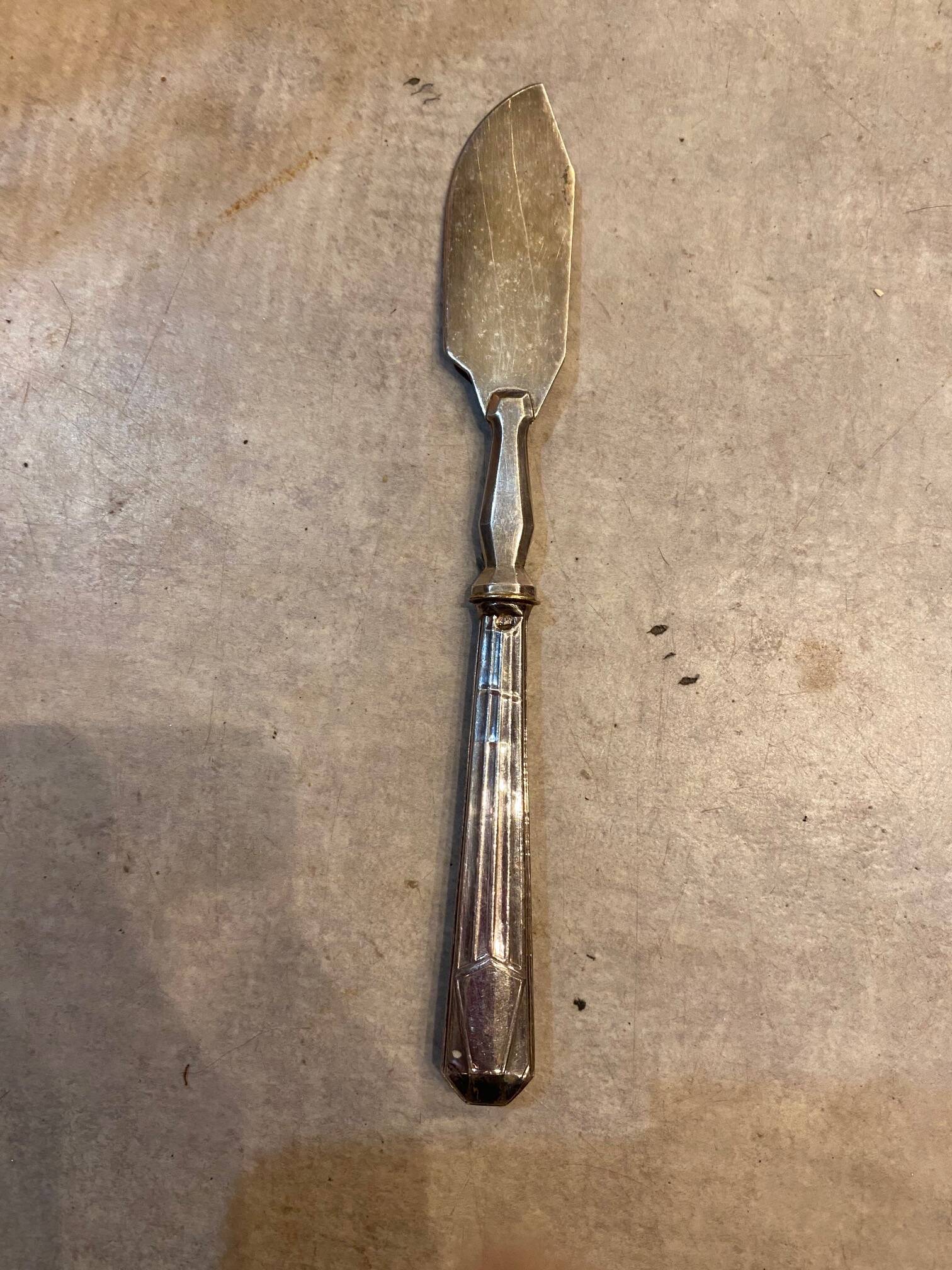 Silver dessert serving cutlery with minerva stamp original box